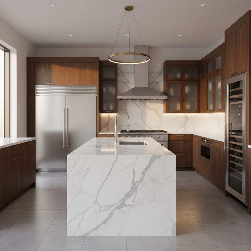 Luxury modern kitchen with Wolf-style premium appliances